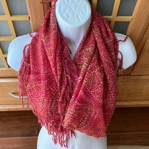 Lindsey Phillips Coral Print Fringed Scarf 64"